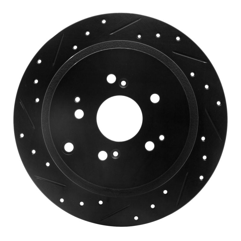 R1 Concepts R1 01-08 Acura MDX Rear Left Drilled & Slotted Black Brake Rotor