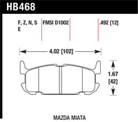 Hawk Performance Hawk 03-05 Miata w/ Sport Suspension HPS Street Rear Brake Pads (D1002)