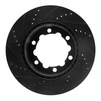 R1 Concepts R1 06-25 American Coach Patriot Rear Right Drilled & Slotted Black Brake Rotor