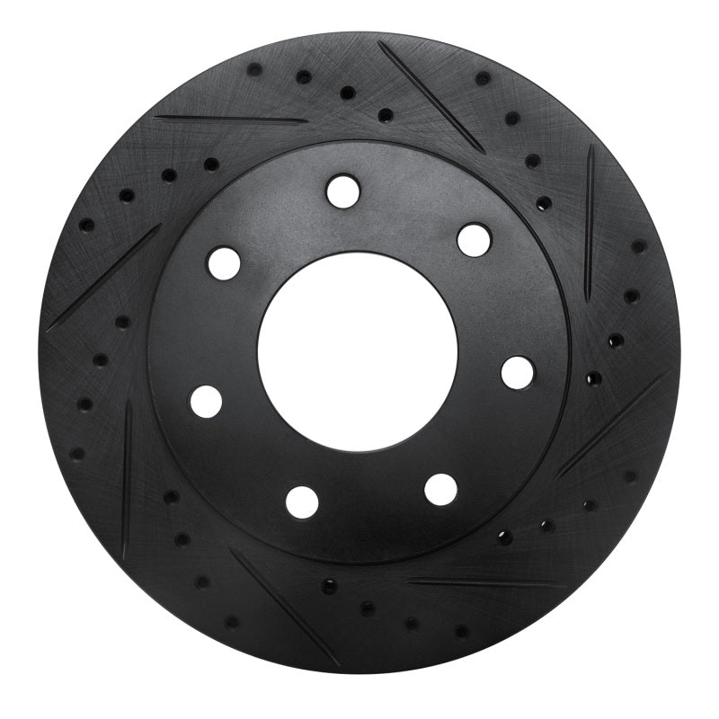 R1 Concepts R1 97-04 Ford F-150 4WD Front Right Drilled & Slotted Black Brake Rotor
