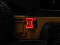 Raxiom 07-18 Jeep Wrangler JK Axial Series JL Style LED Tail Lights- Black Housing- Red Lens