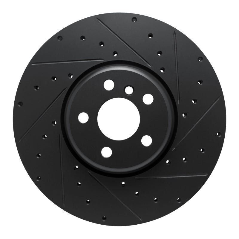 R1 Concepts R1 16-25 BMW 330e Left Front Drilled & Slotted Black Brake Rotor