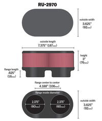 K&N Engineering K&N Filter Universal  Filter 2 3/8 inch Dual Flange 107mm C-C 3 inch Height
