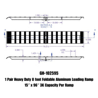 GEN-Y Hitch Gen-Y Heavy-Duty 8ft Aluminum Foldable Loading Ramps 15in x 96in 3K Capacity Per Ramp - Pair