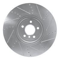 R1 Concepts R1 09-17 BMW 750LI xDrive Left Front Drilled & Slotted Silver Brake Rotor