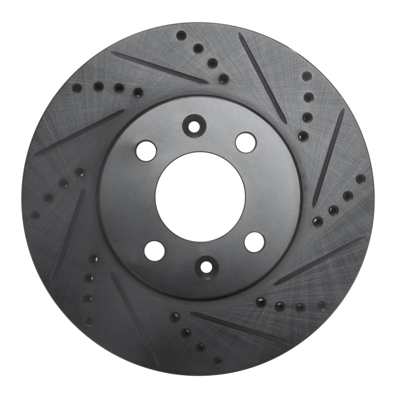 R1 Concepts R1 88-98 Saab 9000 Front Right Drilled & Slotted Black Brake Rotor