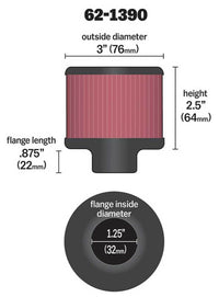 K&N Engineering K&N 1.25in Flange ID x 3in OD x 2.5in H Rubber Base Crankcase Vent Filter