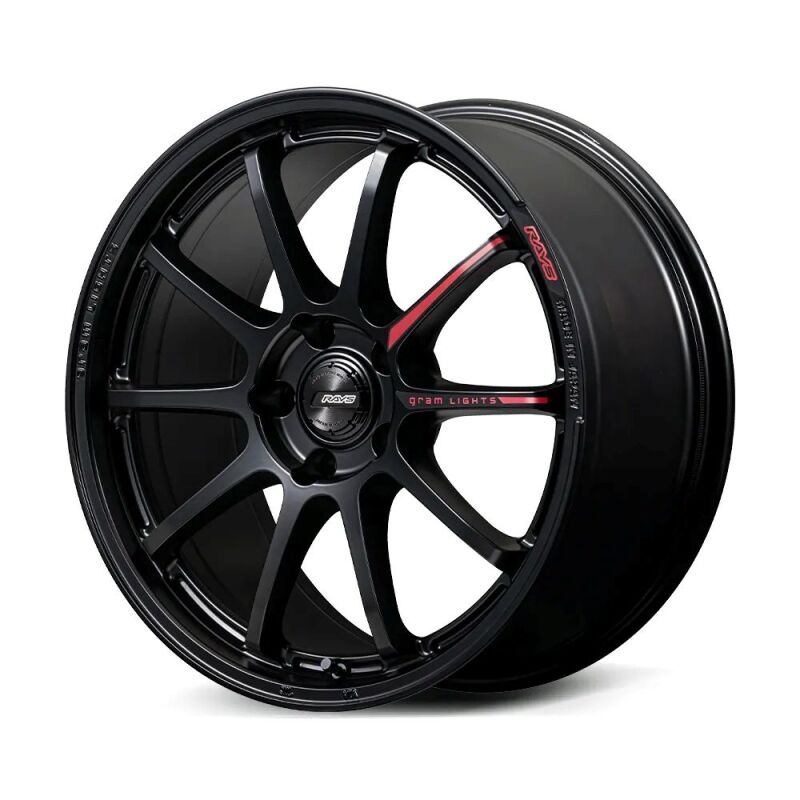 Gram Lights 57NR LIMITED II 18x8.5 +45 5-120 Semigloss Black Wheel w/ Black Cap/Stickers/Air Valve