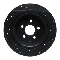 R1 Concepts R1 15-24 Ford Fusion Rear Left Drilled & Slotted Black Brake Rotor