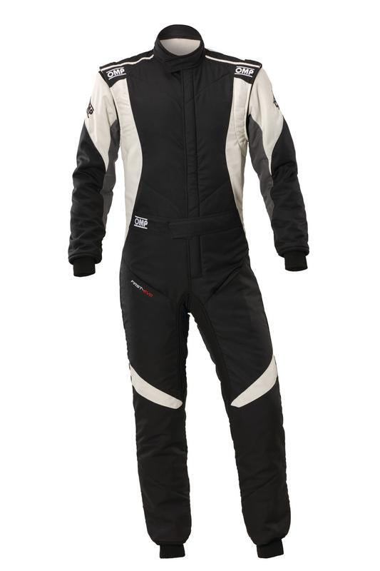 OMP FIRST EVO OVERALL my2025 FIA 8856-2018/SFI NAVY BLUE / CYAN SZ 48
