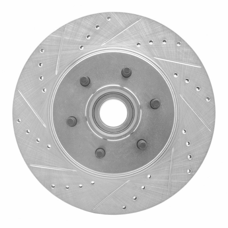 R1 Concepts R1 04-08 Ford F-150 RWD Front Left Drilled & Slotted Silver Brake Rotor