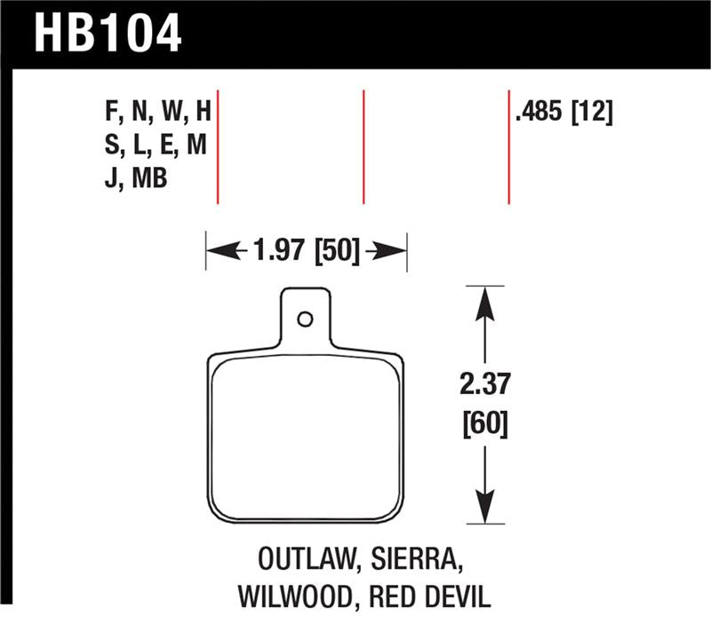 Hawk Performance Hawk Wilwood DL Single Outlaw w/0.156in Center Hole DTC-30 Race Pads