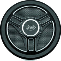 S&S Cycle Stealth Applications Tri-Spoke Air Cleaner Cover w/ Machined Highlights - Gloss Black