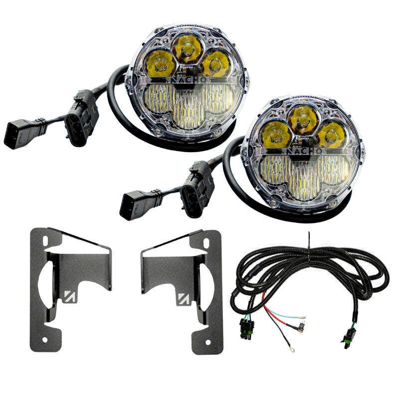 Nacho Offroad Technology Nacho Lighting Jeep JL/JT SAE Combo White Plug N Play Fog Light Kit (3pc Bumper Kit)