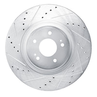 R1 Concepts R1 2022-2023 Genesis G70 Front Left Drilled & Slotted Silver Brake Rotor