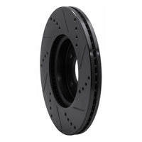 R1 Concepts R1 13-25 Honda Civic Sedan Front Left Drilled & Slotted Black Brake Rotor