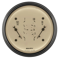 AutoMeter Gauge Dual Fuel & Oilp 3-3/8in. 0 Ohm(e) to 90 Ohm(f)& 100PSI Elec Antique Beige