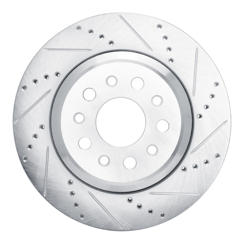 R1 Concepts R1 14-16 Maserati Ghibli Rear Right Drilled & Slotted Silver Brake Rotor