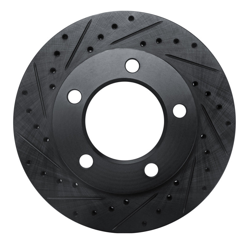 R1 Concepts R1 94-96 Ford F-150 4WD Front Left Drilled & Slotted Black Brake Rotor