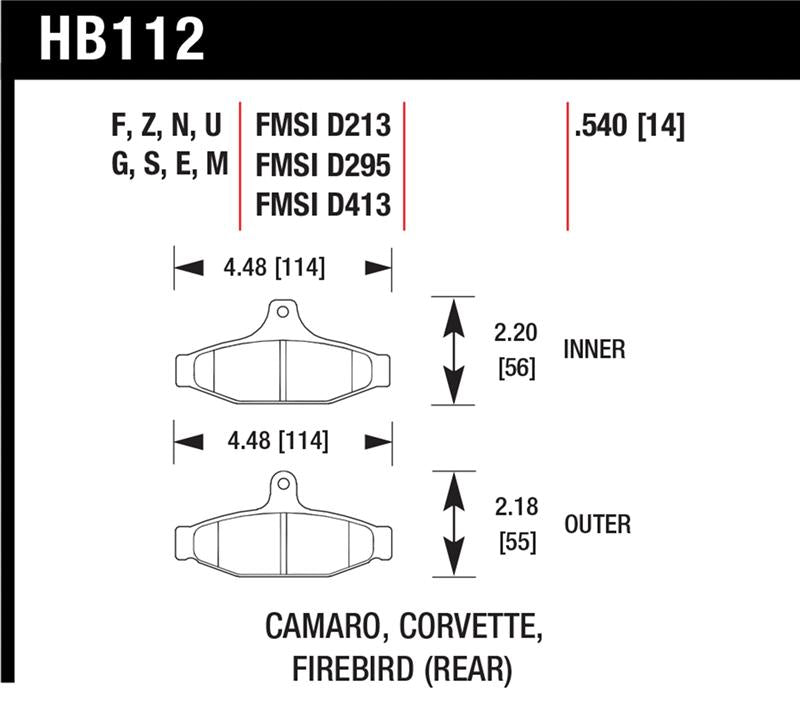 Hawk Performance Hawk 85-97 Chevrolet Camaro w/Rear Disc Brakes/84-96 Chevrolet Corvette DTC-60 Race Rear Brake Pads