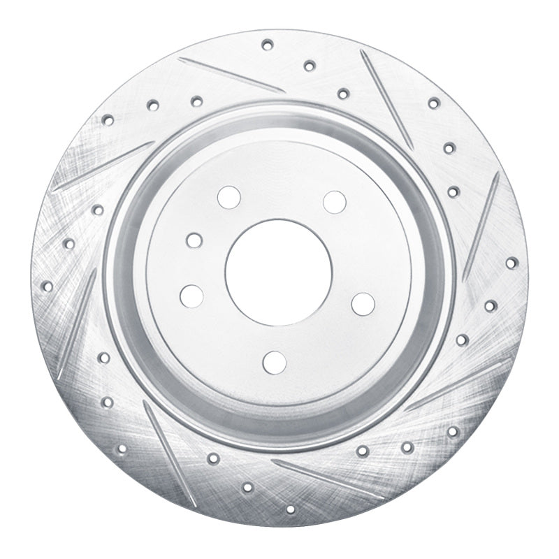 R1 Concepts R1 13-20 Ford Fusion Rear Right Drilled & Slotted Silver Brake Rotor