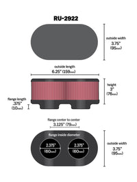 K&N Engineering K&N Filter Universal Filter 2 3/4 inch Dual Flange GSXR Oval (2/Box)