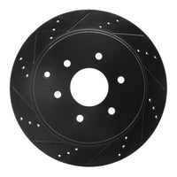 R1 Concepts R1 10-24 Infiniti QX56 Rear Left Drilled & Slotted Black Brake Rotor