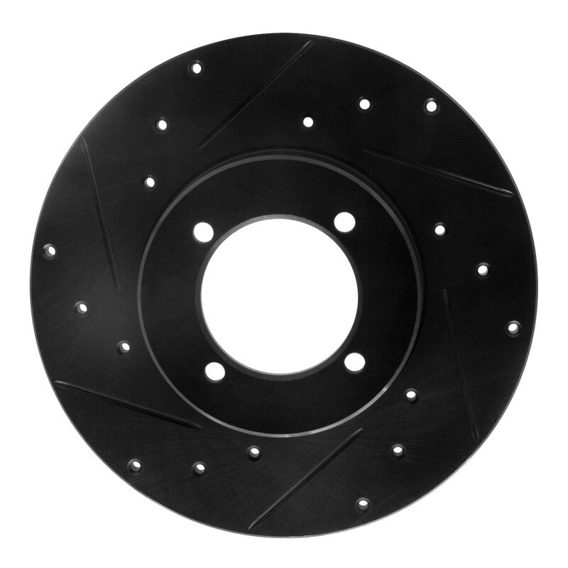 R1 Concepts R1 74-78 Nissan 260Z Front Left Drilled & Slotted Black Brake Rotor