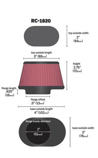 K&N Engineering K&N Filter Universal Clamp-On Filter 2in Flange / 2-23/32in Base / 3in x 2in Top / 2-3/4in Height