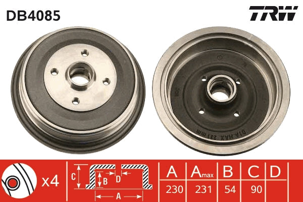 TRW MOTO DB4085 Brake Drum