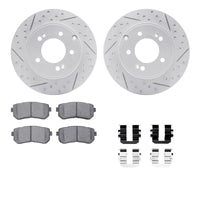 R1 Concepts R1 14-19 Hyundai Tucson Rear Drill/Slot Carbon Coated Rotor Set w/Optimum Pads