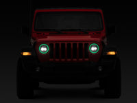 Raxiom 18-22 Jeep Wrangler JL/JT Axial 9-Inch LED Headlights w/RGB Halo- Black Housing (Clear Lens)