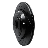 R1 Concepts R1 17-19 Genesis G90 Rear Left Drilled & Slotted Black Brake Rotor