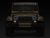 Raxiom 97-18 Jeep Wrangler TJ/JK Axial 7-Inch LED Headlights w/RGB Halo- Black Housing (Clear Lens)