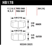 Hawk Performance Hawk 06-07 WRX / 89-96 Nissan 300ZX / 89-93 Skyline GT-R Blue 9012 Front Race Pads
