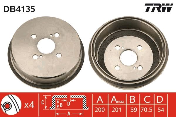 TRW MOTO DB4135 Brake Drum