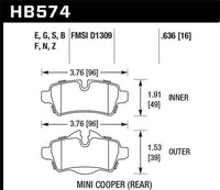 Hawk Performance Hawk 07+ Mini Cooper HP+ Street Rear Brake Pads