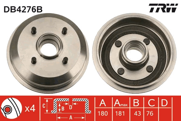 TRW MOTO DB4276B Brake Drum