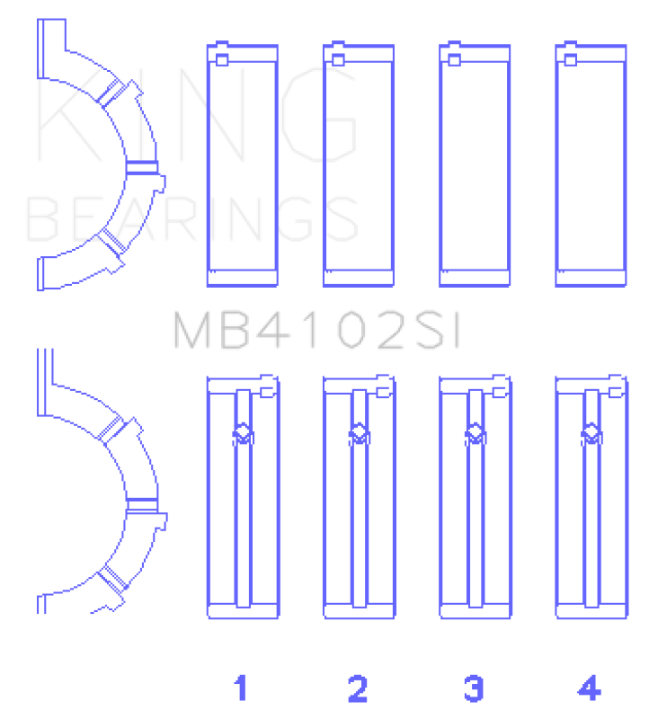 King Engine Bearings Chrysler 226 3.7L (Size .026) Crankshaft Main Bearings (Set of 4)