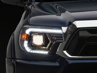 Raxiom 12-15 Toyota Tacoma Axial Series Switchback Projector Headlights- Chrome- Clear Lens