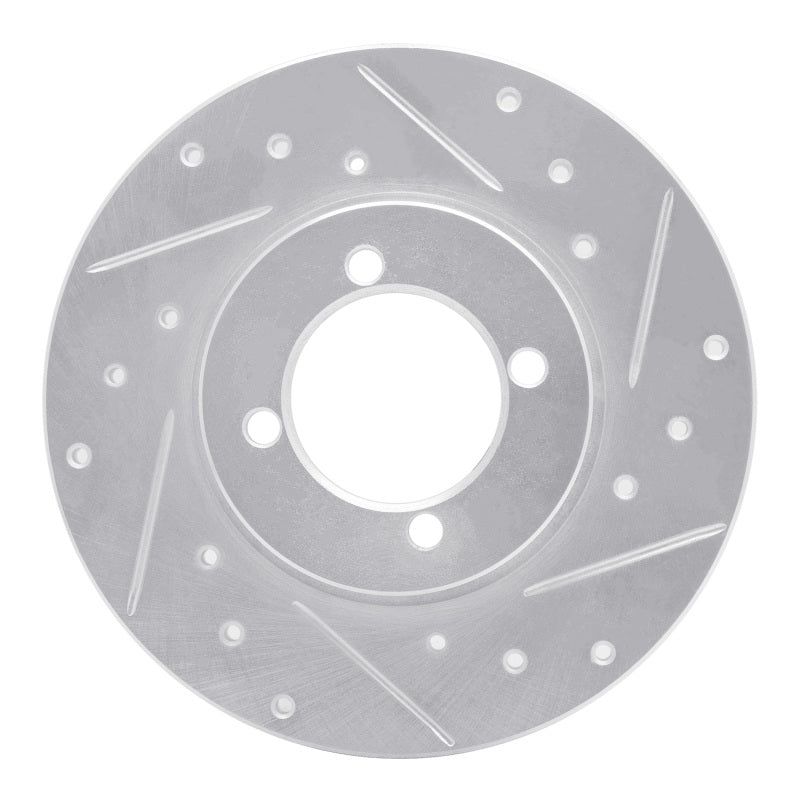 R1 Concepts R1 74-87 Dodge COLT Front Right Drilled & Slotted Silver Brake Rotor