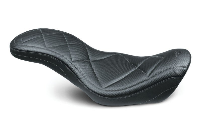 Mustang Motorcycle Mustang 14-17 Harley Fat Bob Super Tripper 1PC Seat Carbon - Black