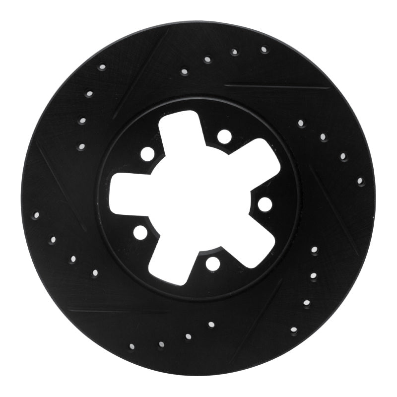R1 Concepts R1 1984-1989 Nissan 200SX Front Left Drilled & Slotted Black Brake Rotor
