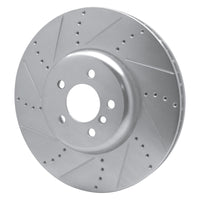 R1 Concepts R1 09-17 BMW 750LI xDrive Left Front Drilled & Slotted Silver Brake Rotor