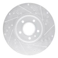 R1 Concepts R1 13-25 Cadillac ATS Front Left Drilled & Slotted Silver Brake Rotor