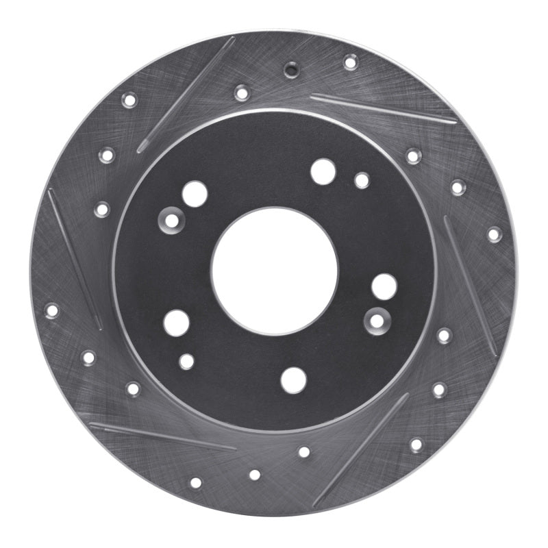 R1 Concepts R1 97-01 Acura Integra Rear Left Drilled & Slotted Silver Brake Rotor
