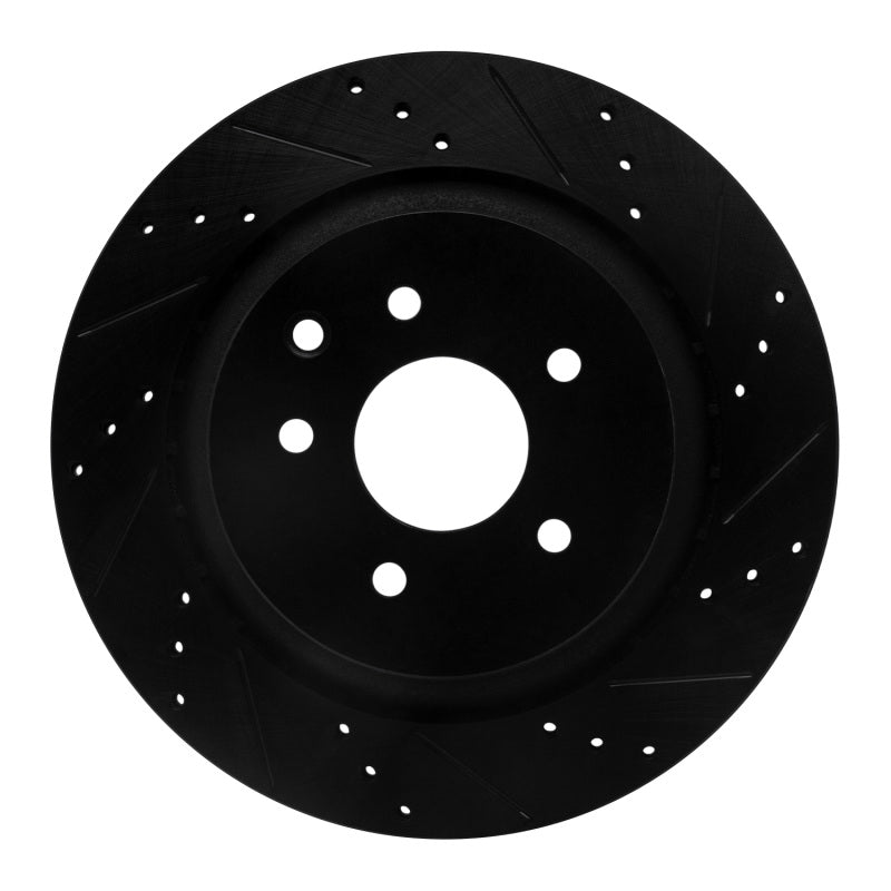 R1 Concepts R1 07-15 Infiniti G35 Rear Right Drilled & Slotted Black Brake Rotor