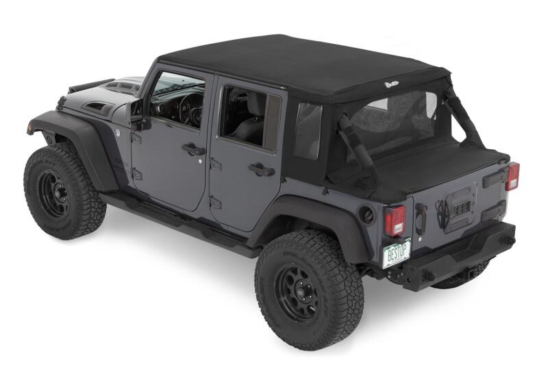 Bestop 07-18 Jeep Wrangler JK 2-Door Halftop Conversion Kit (Premium Black Twill)