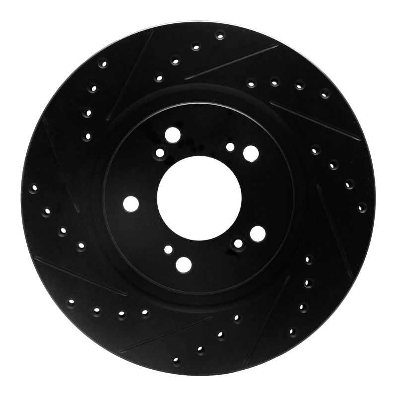 R1 Concepts R1 97-05 Acura NSX Front Left Drilled & Slotted Black Brake Rotor