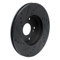 R1 Concepts R1 06-15 Honda Civic Front Right Drilled & Slotted Black Brake Rotor
